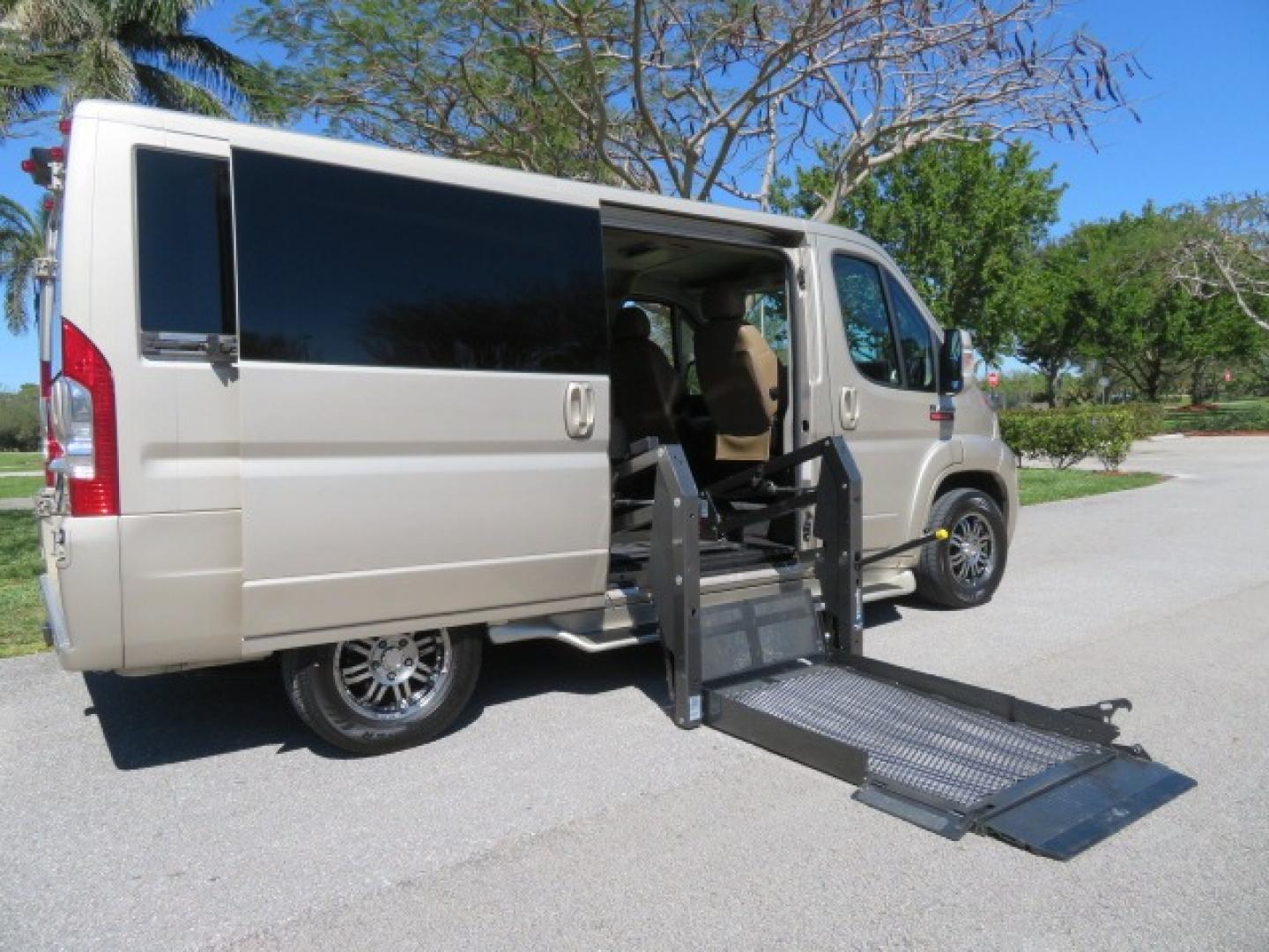 2016 Gold /Tan and Black Leather RAM Promaster (3C6TRVAG5GE) , located at 4301 Oak Circle #19, Boca Raton, FL, 33431, (954) 561-2499, 26.388861, -80.084038 - You are looking at a Gorgeous 2016 Ram Promaster Tempest X Handicap Wheelchair Conversion Van with 30K Original Miles, Lowered Floor, Dual Side Entry Doors, Power Passenger Side Entry Door, 750lb Braunability Wheelchair Lift, 4 Passenger Rear Power Bench Seat/Bed, Navigation, Rear Entertainment, Sur - Photo#45